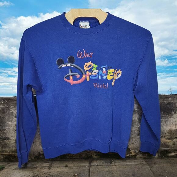Vintage 1990’s Walt Disney World Blue Soft Crewneck Sweatshirt Size Large USA - Picture 2 of 5
